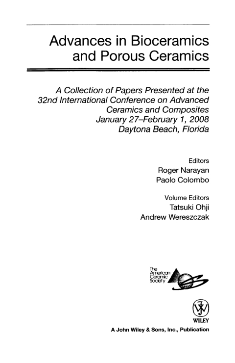 Advances in Bioceramics and Porous Ceramics 