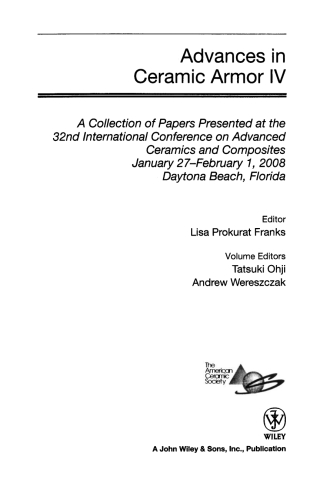 Advances in Ceramic Armor IV