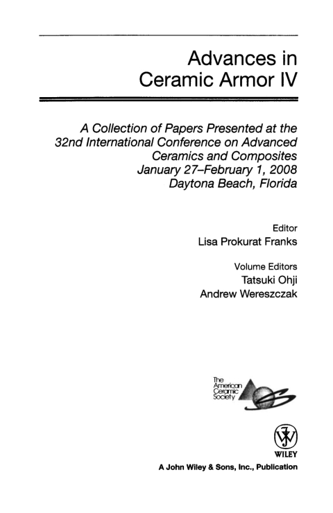 Cover image for book Advances in Ceramic Armor IV