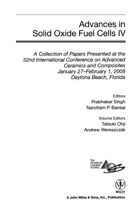 Cover image for book Advances in Solid Oxide Fuel Cells IV