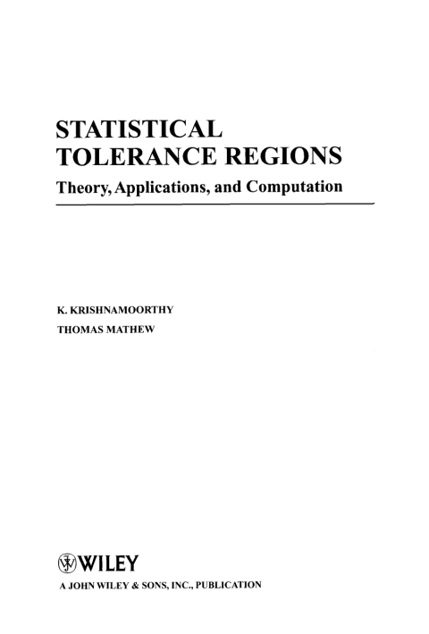 Cover image for book Statistical Tolerance Regions: Theory, Applications, and Computation