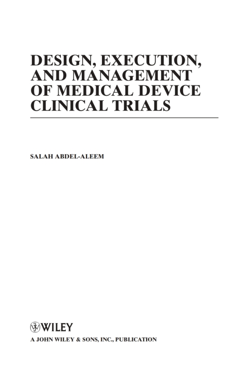 Cover image for book Design, Execution, and Management of Medical Device Clinical Trials