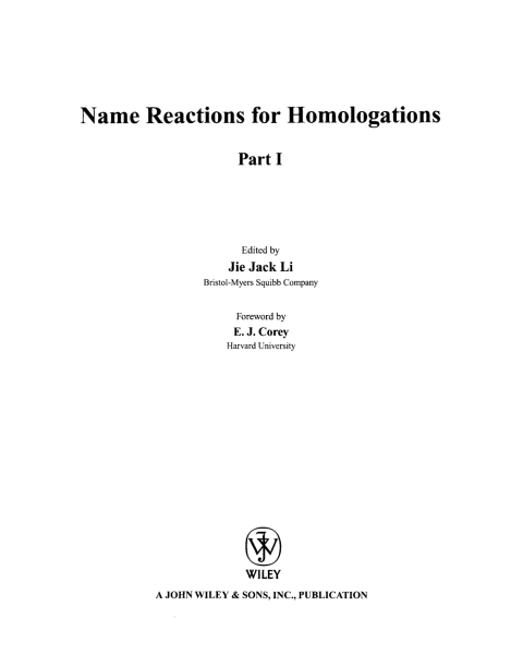 Cover image for book Name Reactions for Homologation, Part 1