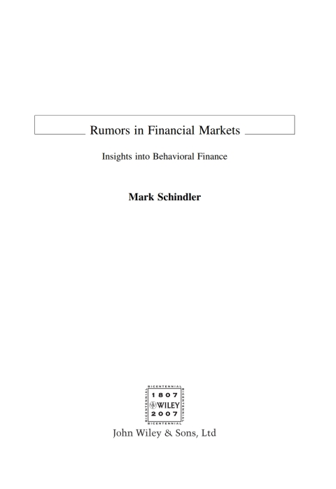 Rumors in Financial Markets 