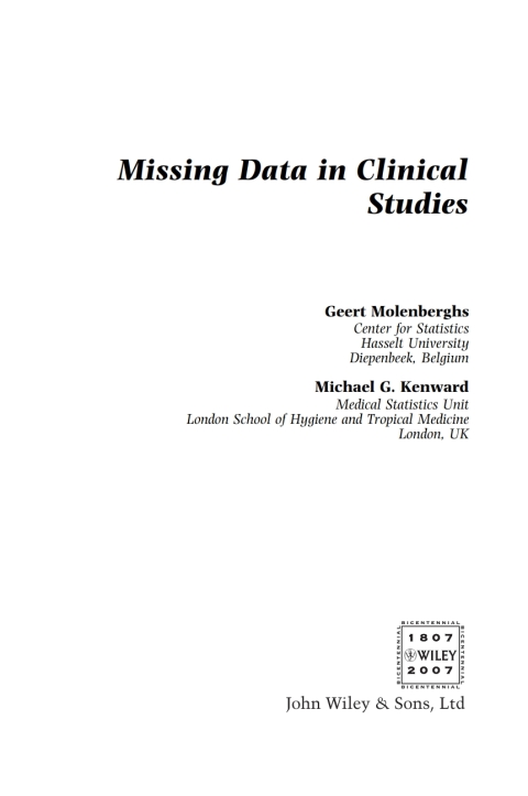 Cover image for book Missing Data in Clinical Studies
