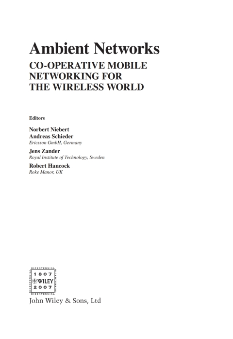 Cover image for book Ambient Networks