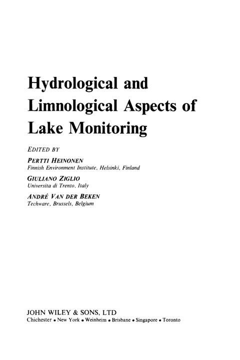 Cover image for book Hydrological and Limnological Aspects of Lake Monitoring