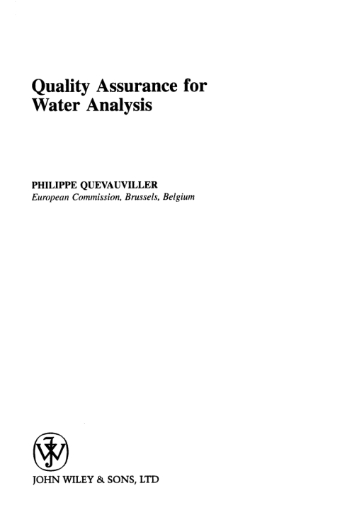 Cover image for book Quality Assurance for Water Analysis