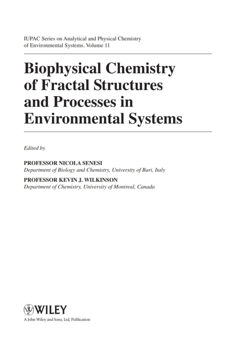Cover image for book Biophysical Chemistry of Fractal Structures and Processes in Environmental Systems