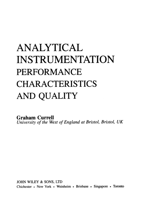 Cover image for book Analytical Instrumentation