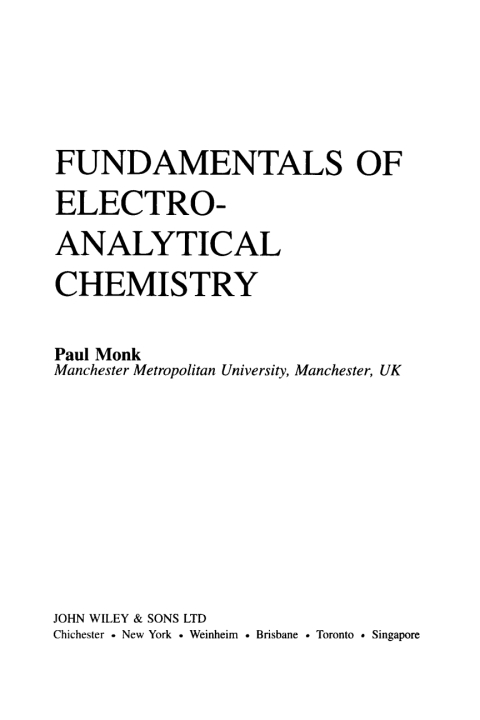 Cover image for book Fundamentals of Electroanalytical Chemistry