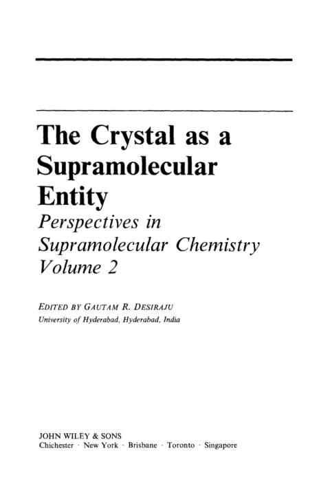 Cover image for book The Crystal as a Supramolecular Entity