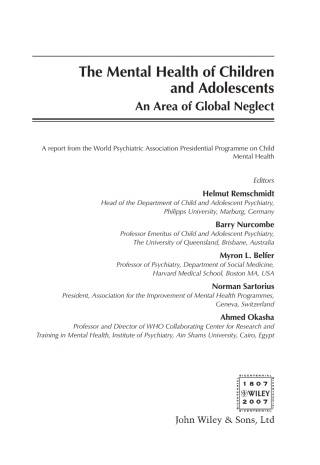 The Mental Health of Children and Adolescents