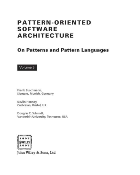Cover image for book Pattern-Oriented Software Architecture, On Patterns and Pattern Languages