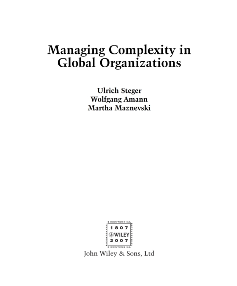 Managing Complexity in Global Organizations 