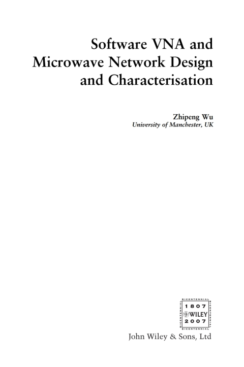 Cover image for book Software VNA and Microwave Network Design and Characterisation