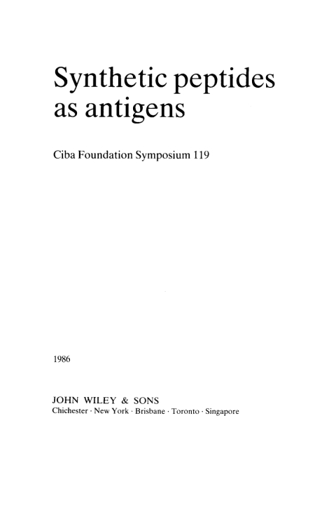 Cover image for book Synthetic Peptides as Antigens