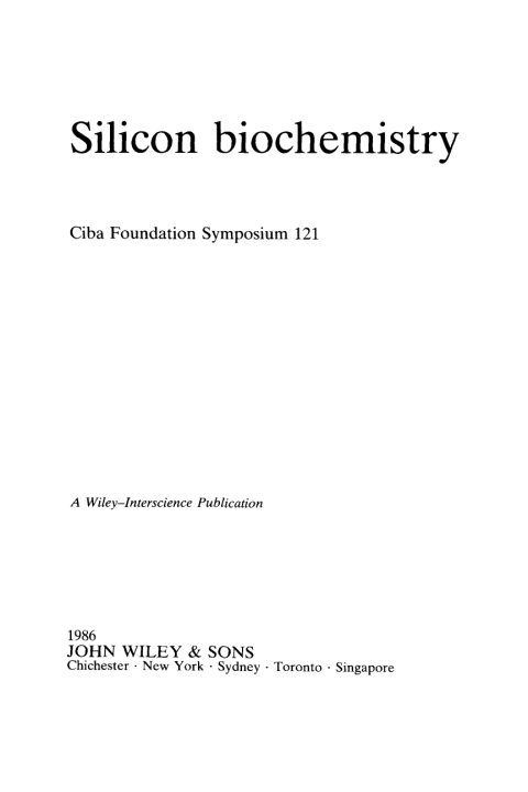 Cover image for book Silicon Biochemistry