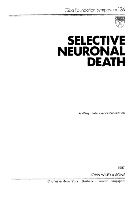 Cover image for book Selective Neuronal Death