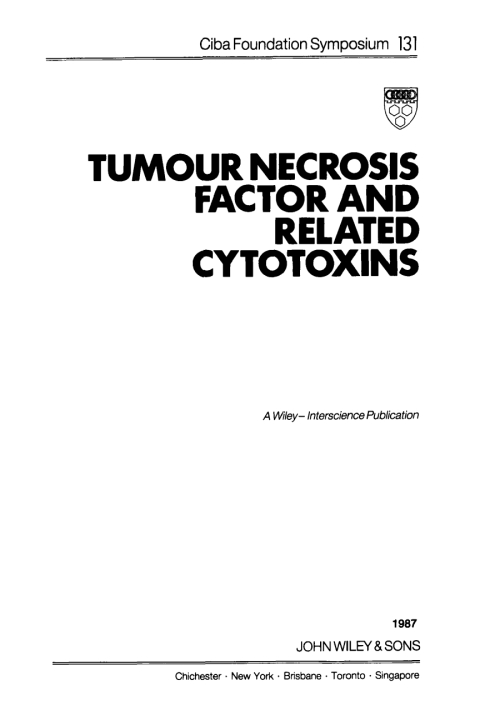 Cover image for book Tumour Necrosis Factor and Related Cytotoxins