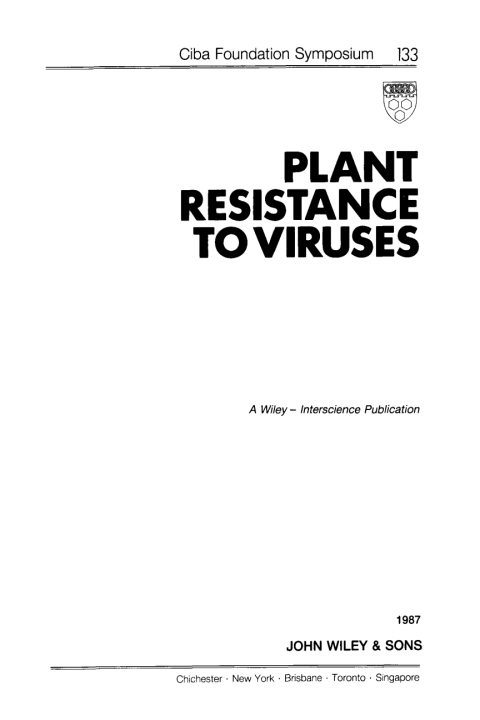 Cover image for book Plant Resistance to Viruses