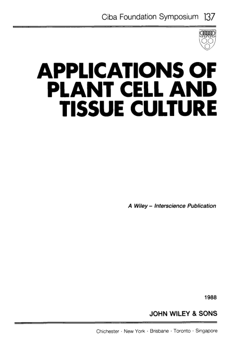 Cover image for book Applications of Plant Cell and Tissue Culture