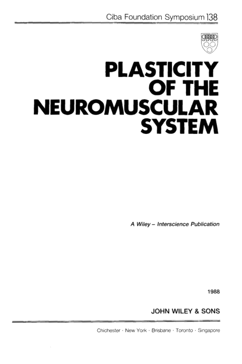 Cover image for book Plasticity of the Neuromuscular System