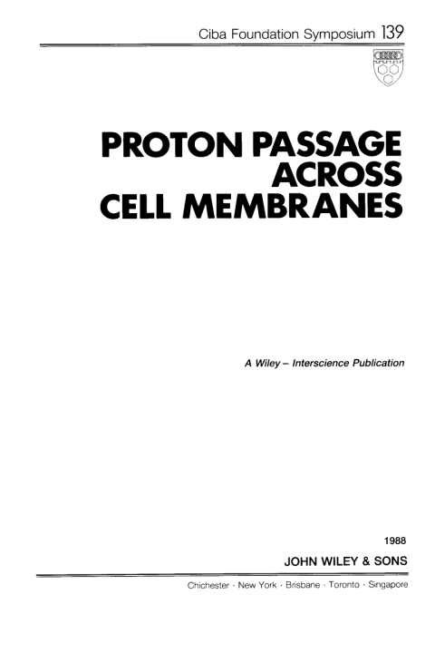 Cover image for book Proton Passage Across Cell Membranes