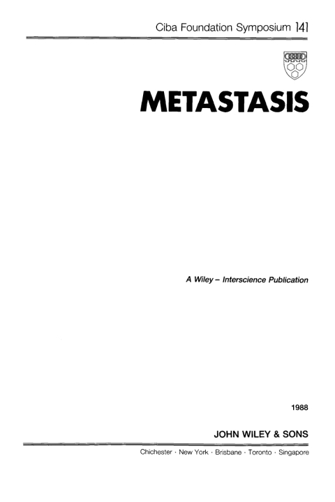 Cover image for book Metastasis