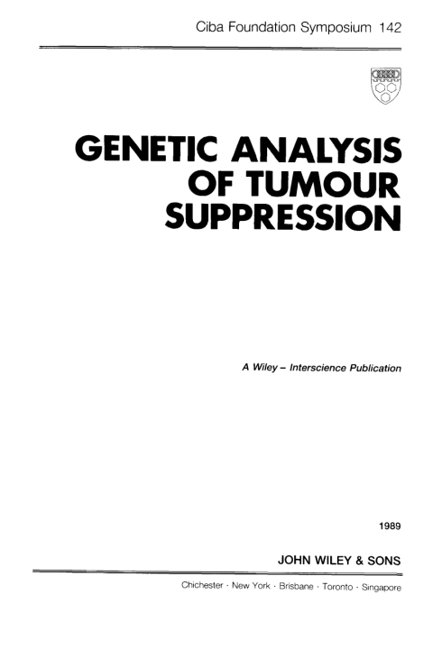 Cover image for book Genetic Analysis of Tumour Suppression