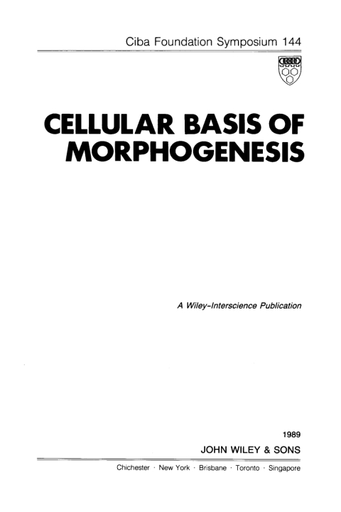 Cover image for book Cellular Basis of Morphogenesis