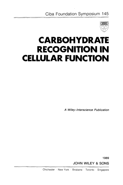 Cover image for book Carbohydrate Recognition in Cellular Function