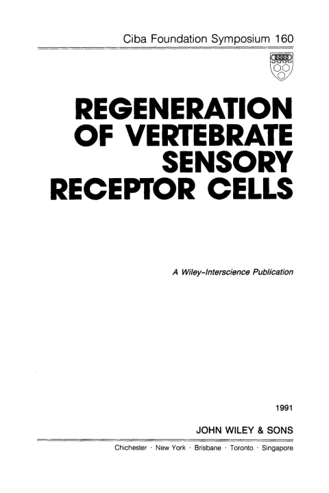 Cover image for book Regeneration of Vertebrate Sensory Receptor Cells