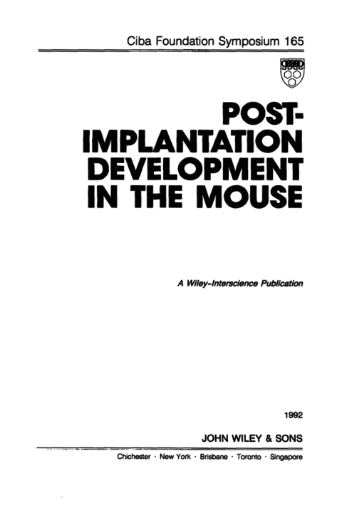 Postimplantation Development in the Mouse 