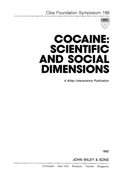 Cover image for book Cocaine: Scientific and Social Dimensions