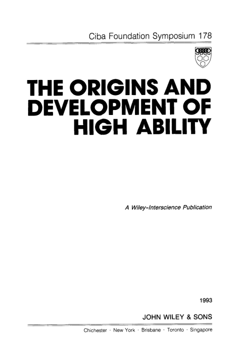 Cover image for book The Origins and Development of High Ability