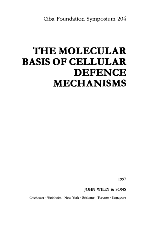 Cover image for book The Molecular Basis of Cellular Defence Mechanisms
