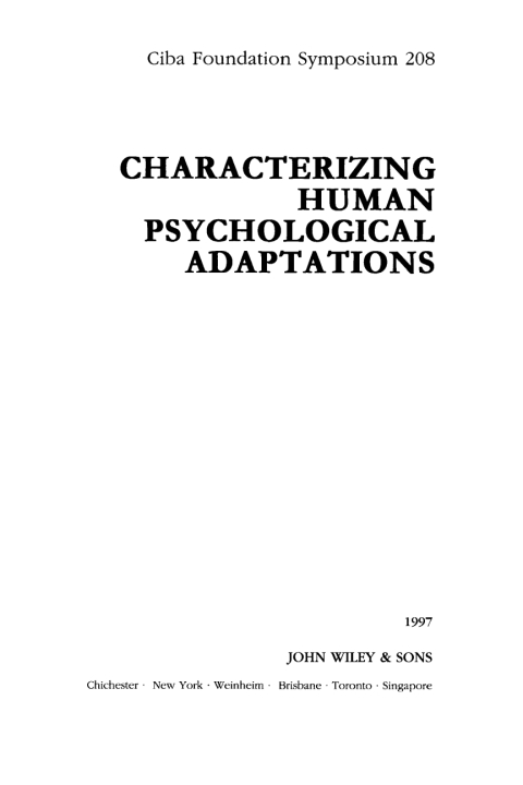 Cover image for book Characterizing Human Psychological Adaptations