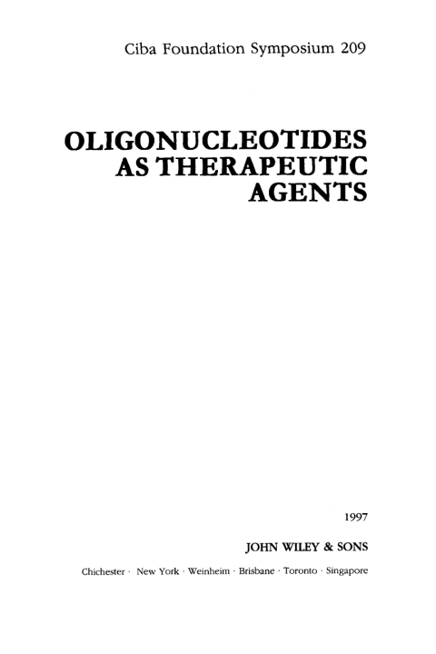 Oligonucleotides as Therapeutic Agents 