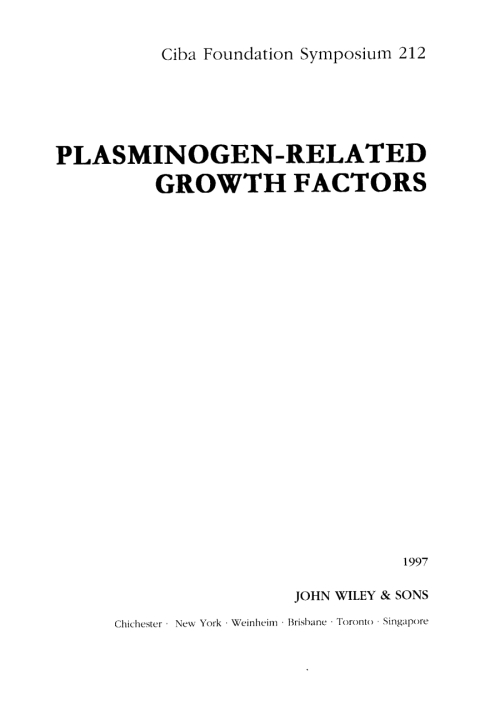 Cover image for book Plasminogen-Related Growth Factors