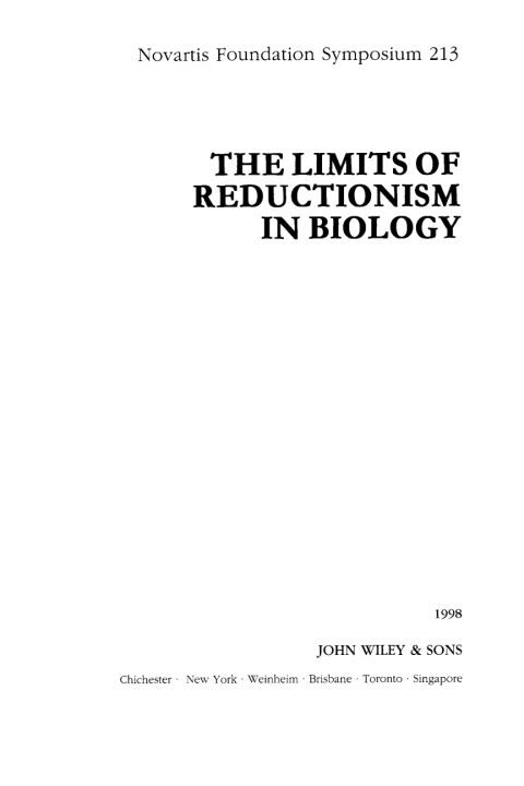 Cover image for book The Limits of Reductionism in Biology