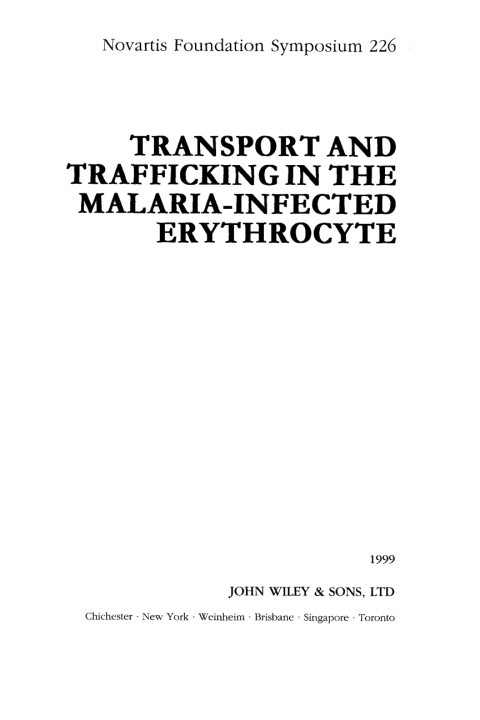 Cover image for book Transport and Trafficking in the Malaria-Infected Erythrocyte