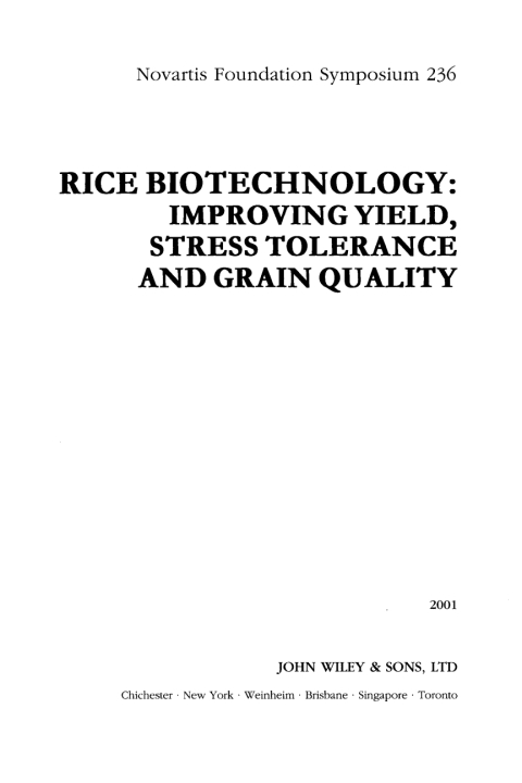 Cover image for book Rice Biotechnology