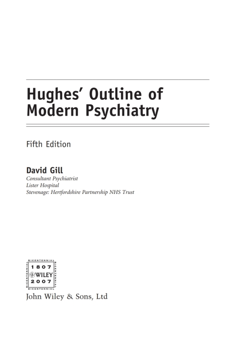 Cover image for book Hughes' Outline of Modern Psychiatry
