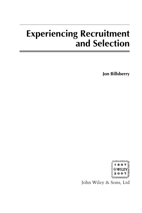 Cover image for book Experiencing Recruitment and Selection
