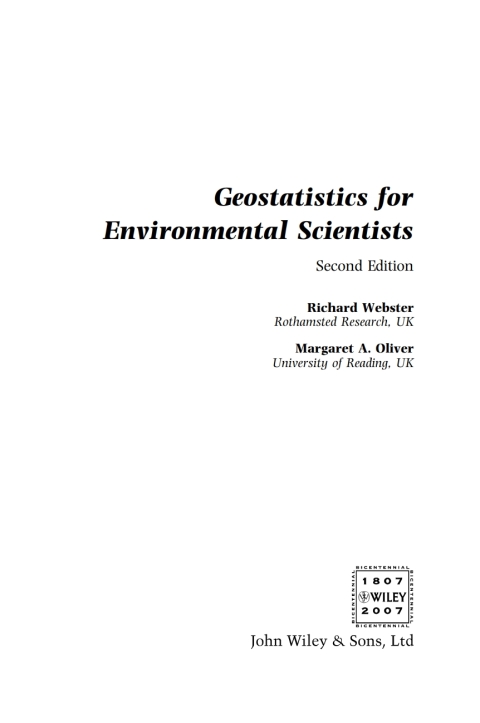 Cover image for book Geostatistics for Environmental Scientists