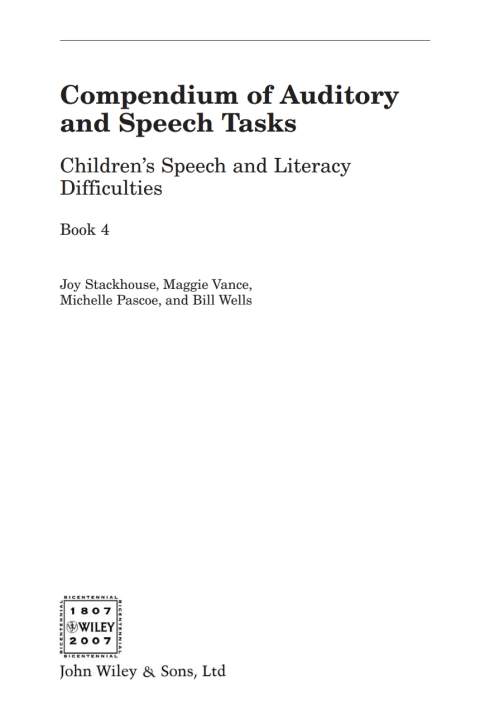 Cover image for book Compendium of Auditory and Speech Tasks