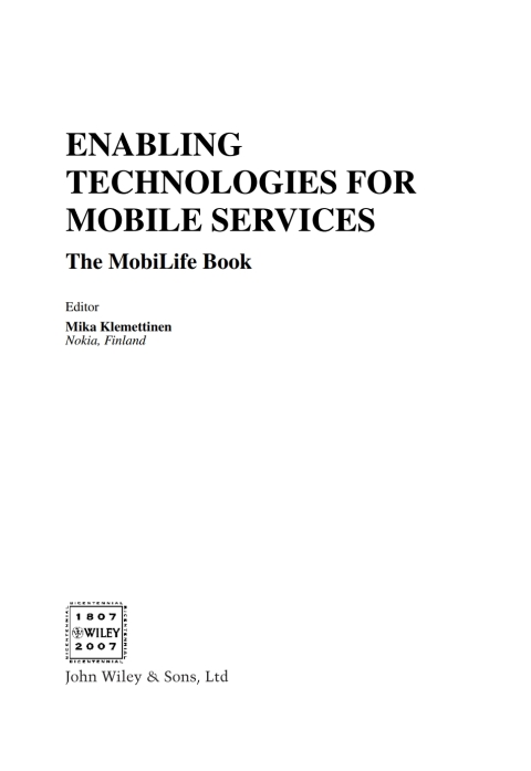 Cover image for book Enabling Technologies for Mobile Services