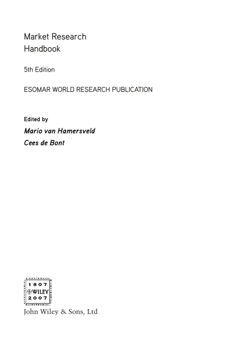 Cover image for book Market Research Handbook