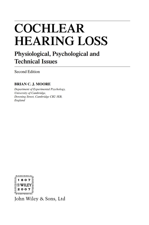 Cover image for book Cochlear Hearing Loss